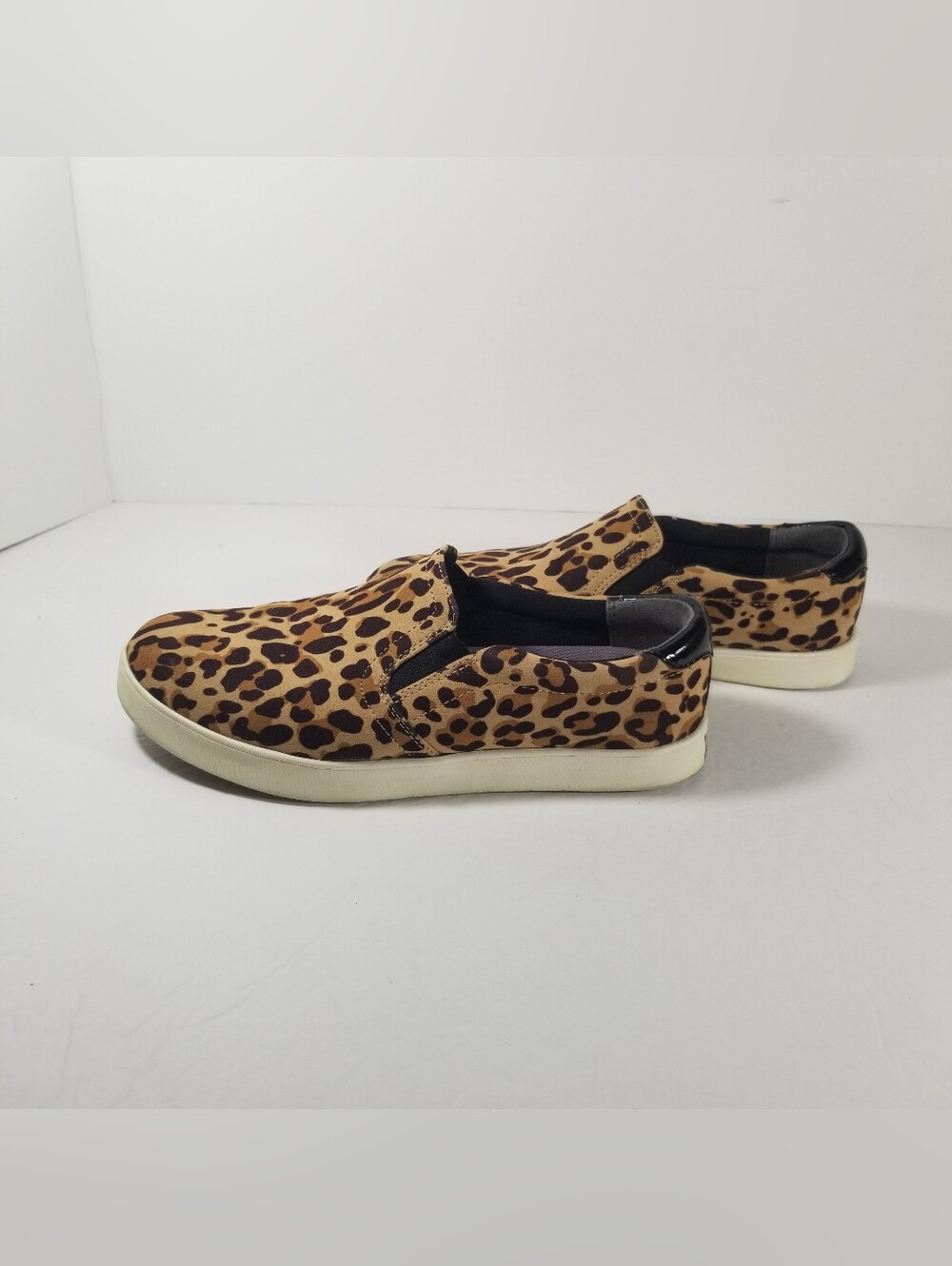 Dr Scholls Madison Suede Loafers Women's Size 7 Leopard Print Tan Brown Shoes